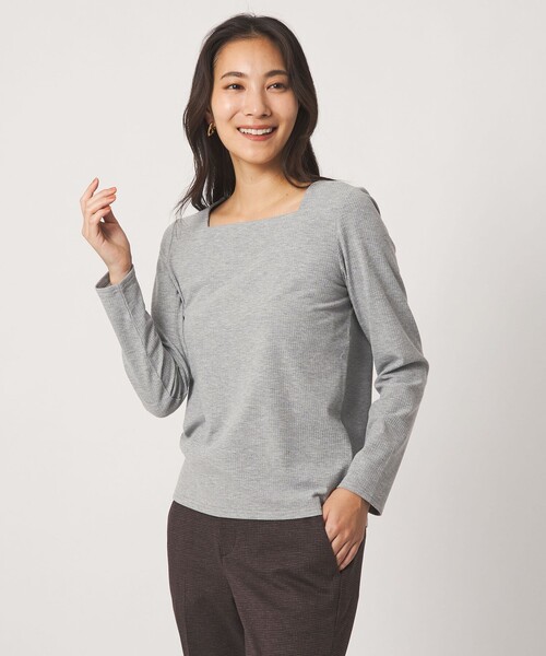 A DAY IN THE LIFE UNITED ARROWS（アデイインザライフユナイテッドアローズ）の「ラッセルストライプ スクエアネック プルオーバー ミドルグレー ＜A DAY IN THE LIFE＞（Tシャツ/カットソー・レディース・グレー系・FREE）」の2枚目の写真