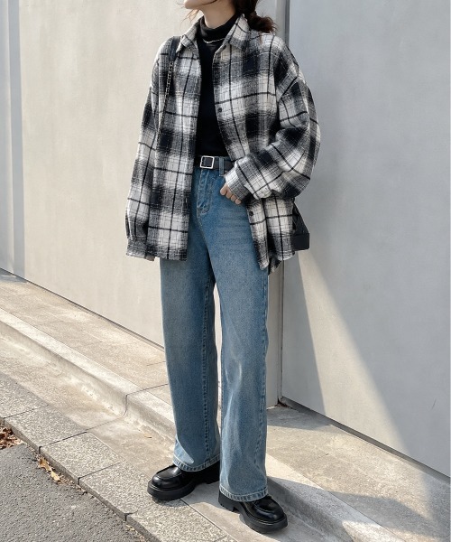 Mku Ekta(ムクエクタ)の「チェックフランネルシャツ(シャツ/ブラウス・レディース・ブラック×イエロー/ブラウン系/ブラック×ホワイト・FREE)」の10枚目の写真