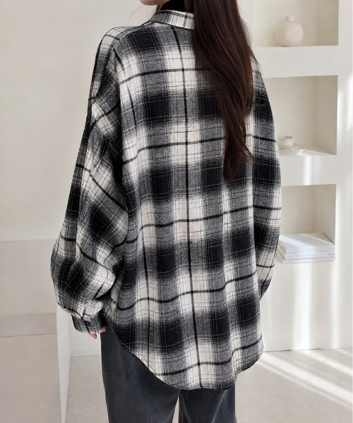 Mku Ekta(ムクエクタ)の「チェックフランネルシャツ(シャツ/ブラウス・レディース・ブラック×イエロー/ブラウン系/ブラック×ホワイト・FREE)」の7枚目の写真