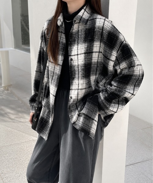 Mku Ekta(ムクエクタ)の「チェックフランネルシャツ(シャツ/ブラウス・レディース・ブラック×イエロー/ブラウン系/ブラック×ホワイト・FREE)」の14枚目の写真