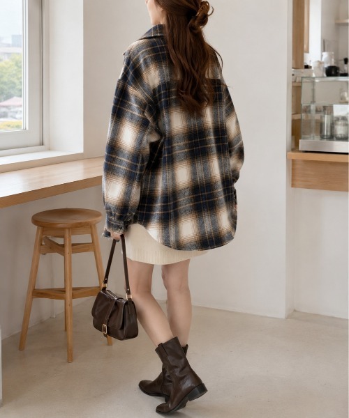 Mku Ekta(ムクエクタ)の「チェックフランネルシャツ(シャツ/ブラウス・レディース・ブラック×イエロー/ブラウン系/ブラック×ホワイト・FREE)」の17枚目の写真