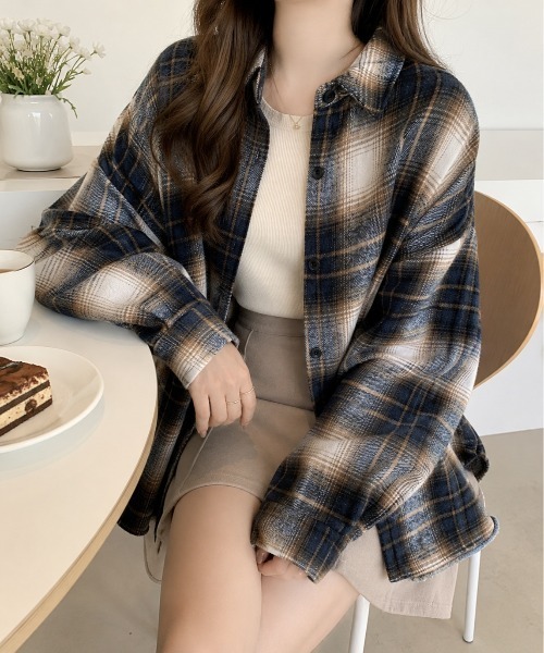 Mku Ekta(ムクエクタ)の「チェックフランネルシャツ(シャツ/ブラウス・レディース・ブラック×イエロー/ブラウン系/ブラック×ホワイト・FREE)」の15枚目の写真