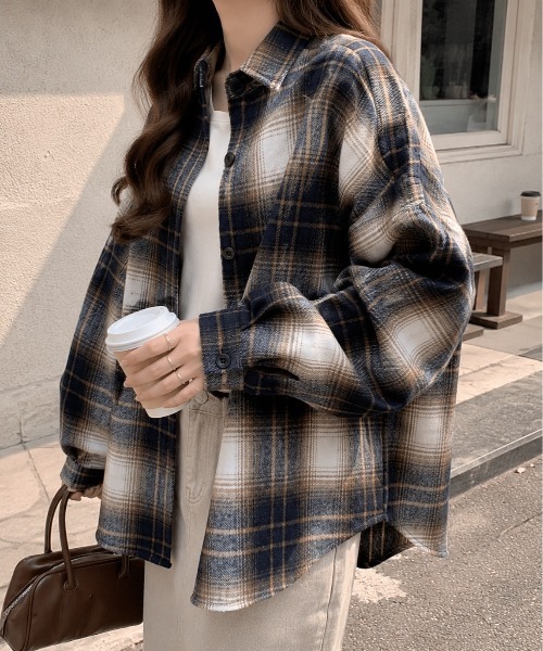 Mku Ekta(ムクエクタ)の「チェックフランネルシャツ(シャツ/ブラウス・レディース・ブラック×イエロー/ブラウン系/ブラック×ホワイト・FREE)」の20枚目の写真
