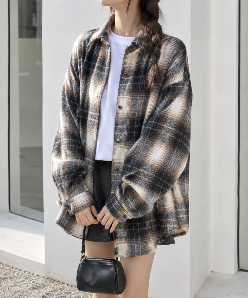 Mku Ekta(ムクエクタ)の「チェックフランネルシャツ(シャツ/ブラウス・レディース・ブラック×イエロー/ブラウン系/ブラック×ホワイト・FREE)」の22枚目の写真