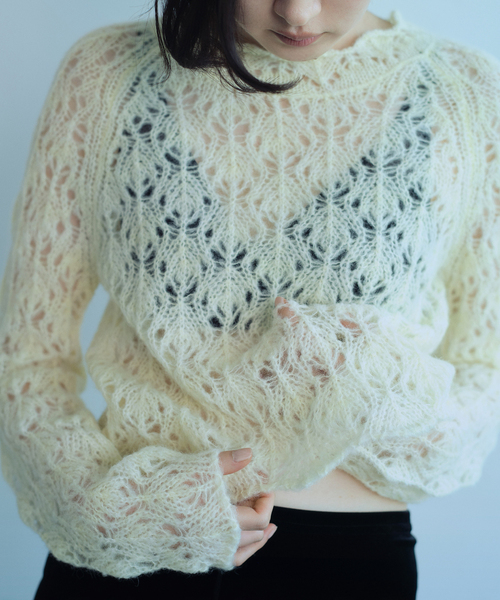 EDIT. FOR LULU(エディットフォールル)の「【AYNI/アイニ】 for LULU sheer knit(ニット/セーター・レディース・イエロー/ホワイト・FREE)」の2枚目の写真