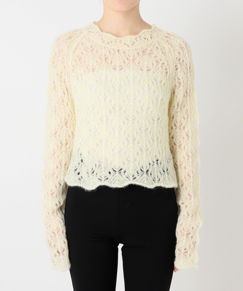 EDIT. FOR LULU(エディットフォールル)の「【AYNI/アイニ】 for LULU sheer knit(ニット/セーター・レディース・イエロー/ホワイト・FREE)」の4枚目の写真