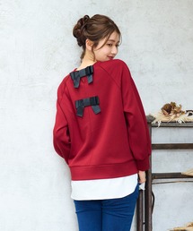 バックリボンレイヤード風プルオーバー