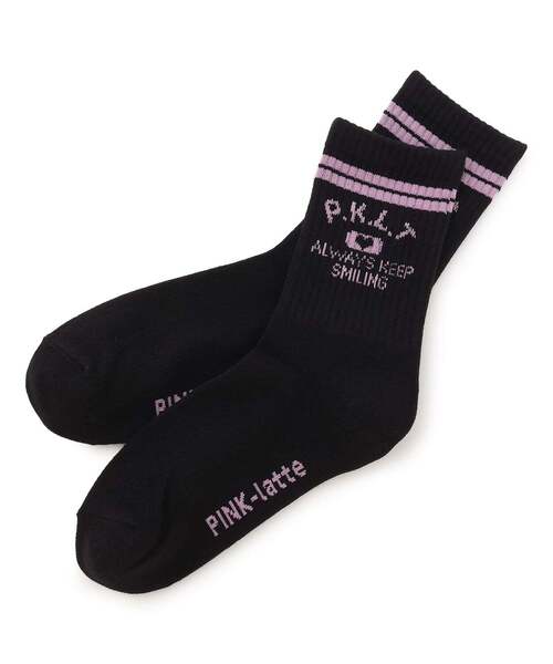 PINK-latte(ピンクラテ)の「ラインショートソックス(ソックス/靴下・キッズ・ブラック/グリーン/イエロー・F)」の2枚目の写真