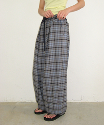 HEART KEYRING CHECK JOGGER PANTS NAVY