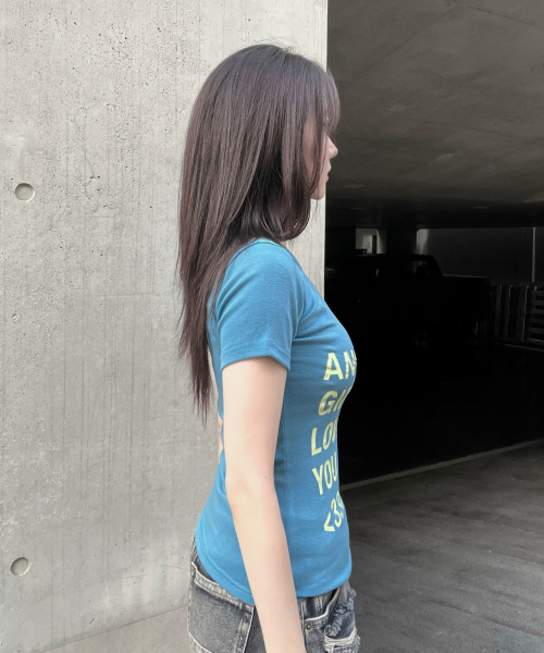 IZROOM（イズルーム）の「エンジェルガール スリムフィット 半袖Tシャツ (ブルー)（Tシャツ/カットソー・レディース・その他・FREE）」の3枚目の写真