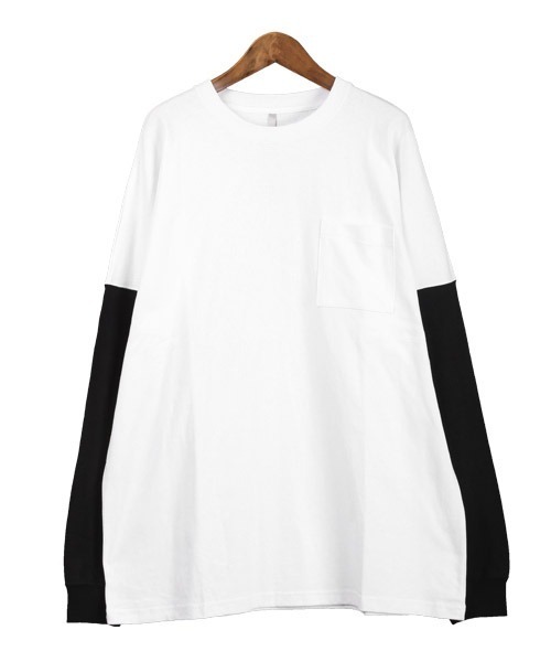 LUXSTYLE（ラグスタイル）の「TRAP/U(トラップユー)天竺胸ポケット無地ロンT（Tシャツ/カットソー・メンズ・ネイビー・M）」の5枚目の写真
