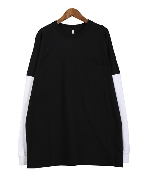 LUXSTYLE（ラグスタイル）の「TRAP/U(トラップユー)天竺胸ポケット無地ロンT（Tシャツ/カットソー・メンズ・ネイビー・M）」の7枚目の写真