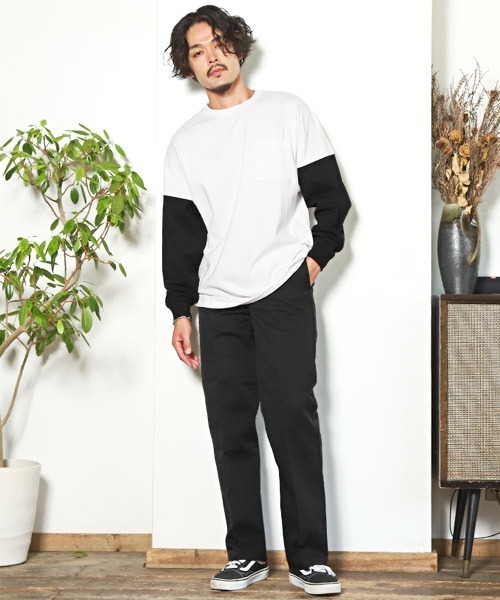 LUXSTYLE（ラグスタイル）の「TRAP/U(トラップユー)天竺胸ポケット無地ロンT（Tシャツ/カットソー・メンズ・ネイビー・M）」の2枚目の写真