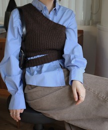 WILLFULLY（ウィルフリー）の「one shoulder knit fold collar docking SH（シャツ/ブラウス）」