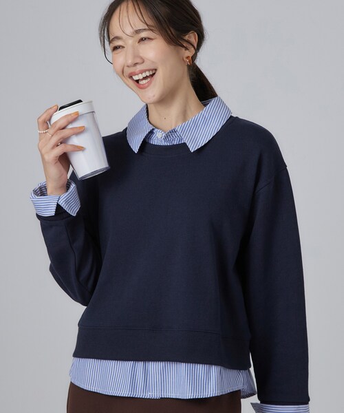 SHOO・LA・RUE(シューラルー)の「シャツレイヤードプルオーバーアソート(Tシャツ/カットソー・レディース・ボルドー/ネイビー系2/グレー/ブラック系2/ベージュ系その他5・01/03/02/04)」の4枚目の写真