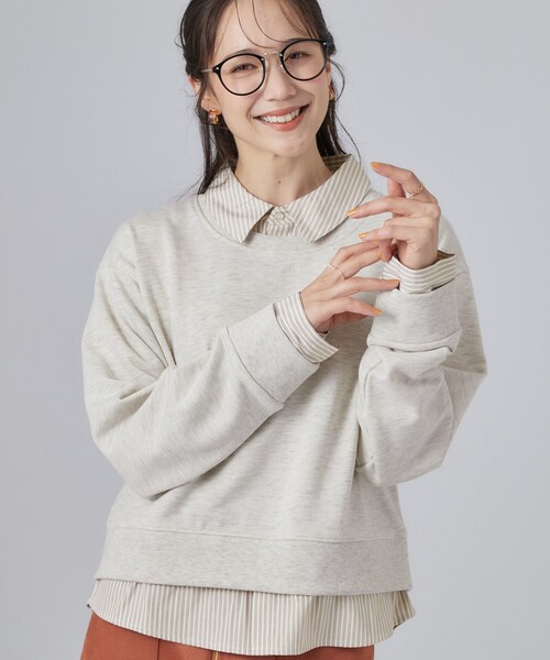 SHOO・LA・RUE(シューラルー)の「シャツレイヤードプルオーバーアソート(Tシャツ/カットソー・レディース・ボルドー/ネイビー系2/グレー/ブラック系2/ベージュ系その他5・01/03/02/04)」の3枚目の写真