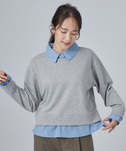 SHOO・LA・RUE(シューラルー)の「シャツレイヤードプルオーバーアソート(Tシャツ/カットソー・レディース・ボルドー/ネイビー系2/グレー/ブラック系2/ベージュ系その他5・01/03/02/04)」の6枚目の写真
