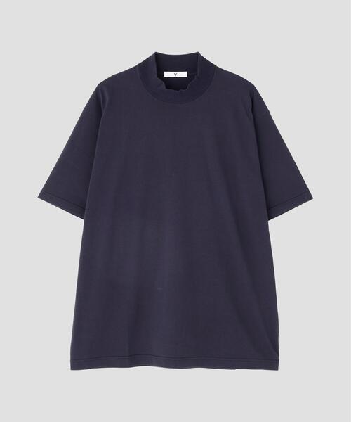 Y(ワイ)の「Y / ORGANIC COTTON JERSEY MOCK NECK SHORT SLEEVE T‐SHIRT(Tシャツ/カットソー・メンズ・ネイビー/ホワイト・LARGE)」の2枚目の写真
