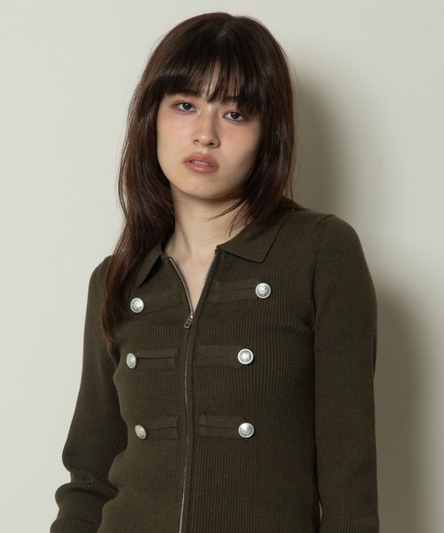 3.3 Field Trip （3.3フィールドトリップ）の「3.3 Field Trip／ナポレオンリブニットZIP（ニット/セーター・レディース・グレー/カーキ/ブラック・FREE）」の3枚目の写真