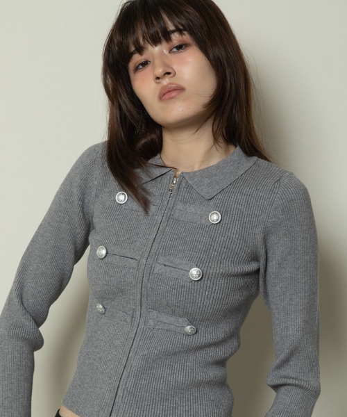 3.3 Field Trip （3.3フィールドトリップ）の「3.3 Field Trip／ナポレオンリブニットZIP（ニット/セーター・レディース・グレー/カーキ/ブラック・FREE）」の10枚目の写真