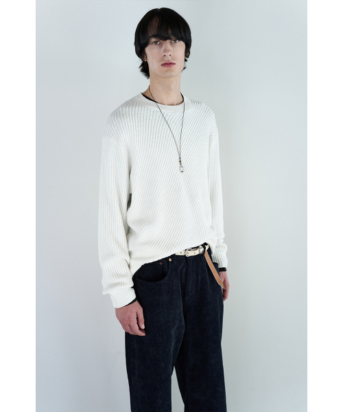 YOUCHE PRET A PORTER（ユッシュプレタポルテ）の「SI ダイアゴナルリブニット エクリュ（ニット/セーター・メンズ・その他・MEDIUM/LARGE）」の9枚目の写真