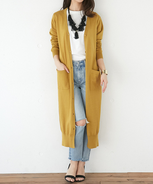 SLY（スライ）の「SLIT HG LONG C/D（カーディガン/ボレロ・レディース・トップグレー/ブラック/イエロー系その他/ワインレッド・FREE）」の4枚目の写真