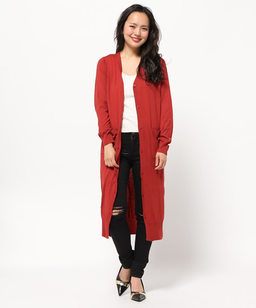 SLY（スライ）の「SLIT HG LONG C/D（カーディガン/ボレロ・レディース・トップグレー/ブラック/イエロー系その他/ワインレッド・FREE）」の5枚目の写真