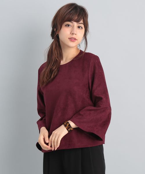 ROPE' PICNIC（ロペピクニック）の「スエードタックフレアスリーブブラウス（シャツ/ブラウス・レディース・グレー/ネイビー/キャメル/ワイン・38）」の4枚目の写真