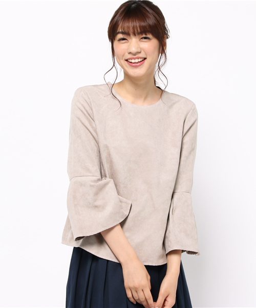 ROPE' PICNIC（ロペピクニック）の「スエードタックフレアスリーブブラウス（シャツ/ブラウス・レディース・グレー/ネイビー/キャメル/ワイン・38）」の16枚目の写真