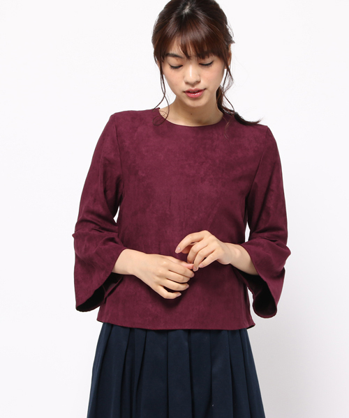 ROPE' PICNIC（ロペピクニック）の「スエードタックフレアスリーブブラウス（シャツ/ブラウス・レディース・グレー/ネイビー/キャメル/ワイン・38）」の10枚目の写真