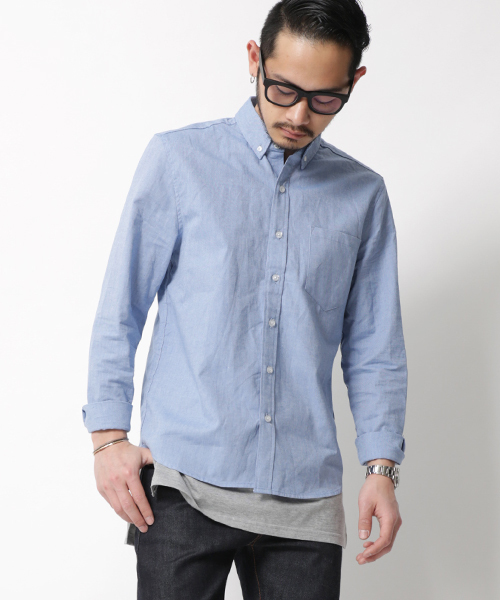 Rocky Monroe(ロッキーモンロー)の「ボタンダウンオックスフォードシャツ(シャツ/ブラウス・メンズ・ホワイト/ブルー/グレー/ネイビー/ブラック/ピンク/ブルー系その他/グレー系その他/ブラック系その他/ホワイト系その他/サックスブルー/ホワイト系その他2/グレー系その他2/ブルー系その他2・M/L/XL/S)」の1枚目の写真