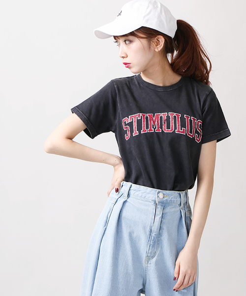 WEGO（ウィゴー）の「WEGO/ヴィンテージ加工カットソー（Tシャツ/カットソー・レディース・オフホワイト/ブラック/マスタード・FREE）」の3枚目の写真
