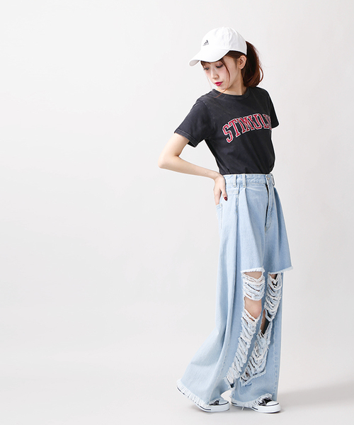 WEGO（ウィゴー）の「WEGO/ヴィンテージ加工カットソー（Tシャツ/カットソー・レディース・オフホワイト/ブラック/マスタード・FREE）」の11枚目の写真