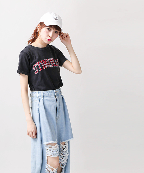 WEGO（ウィゴー）の「WEGO/ヴィンテージ加工カットソー（Tシャツ/カットソー・レディース・オフホワイト/ブラック/マスタード・FREE）」の12枚目の写真