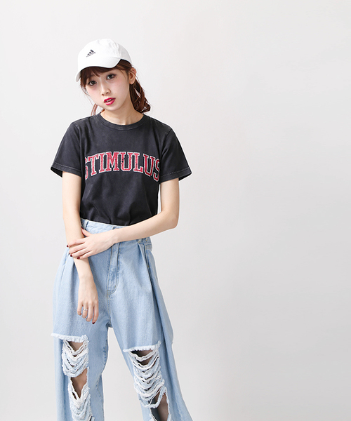 WEGO（ウィゴー）の「WEGO/ヴィンテージ加工カットソー（Tシャツ/カットソー・レディース・オフホワイト/ブラック/マスタード・FREE）」の13枚目の写真