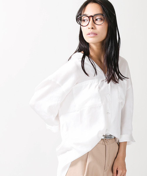 WEGO(ウィゴー)の「WEGO/サテン開襟5分袖シャツ(シャツ/ブラウス・レディース・ホワイト/ライトピンク/レッド系その他4・MEDIUM/LARGE)」の1枚目の写真