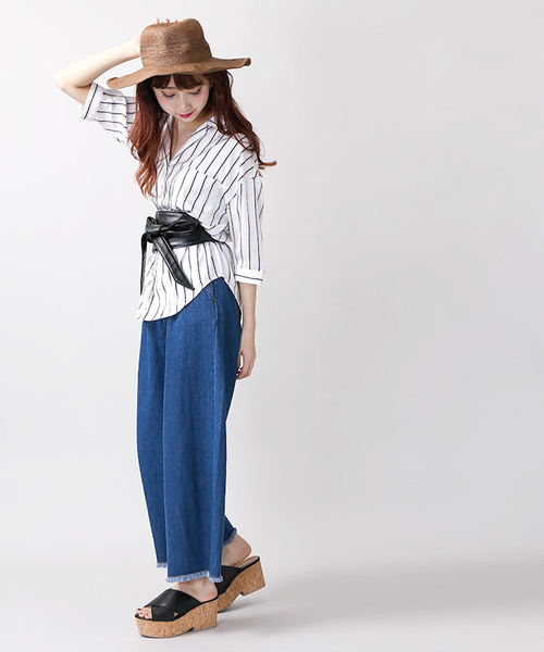 WEGO(ウィゴー)の「WEGO/サテン開襟5分袖シャツ(シャツ/ブラウス・レディース・ホワイト/ライトピンク/レッド系その他4・MEDIUM/LARGE)」の22枚目の写真