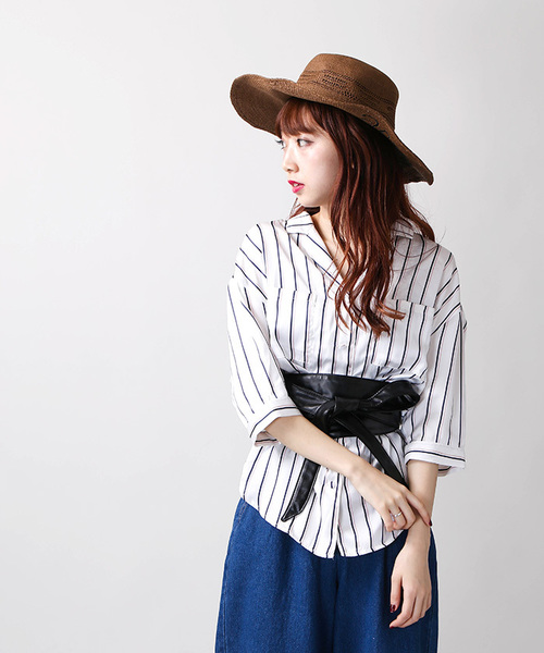 WEGO(ウィゴー)の「WEGO/サテン開襟5分袖シャツ(シャツ/ブラウス・レディース・ホワイト/ライトピンク/レッド系その他4・MEDIUM/LARGE)」の12枚目の写真