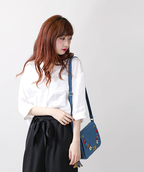 WEGO(ウィゴー)の「WEGO/サテン開襟5分袖シャツ(シャツ/ブラウス・レディース・ホワイト/ライトピンク/レッド系その他4・MEDIUM/LARGE)」の15枚目の写真