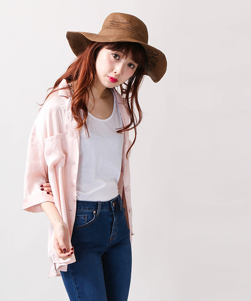 WEGO(ウィゴー)の「WEGO/サテン開襟5分袖シャツ(シャツ/ブラウス・レディース・ホワイト/ライトピンク/レッド系その他4・MEDIUM/LARGE)」の17枚目の写真