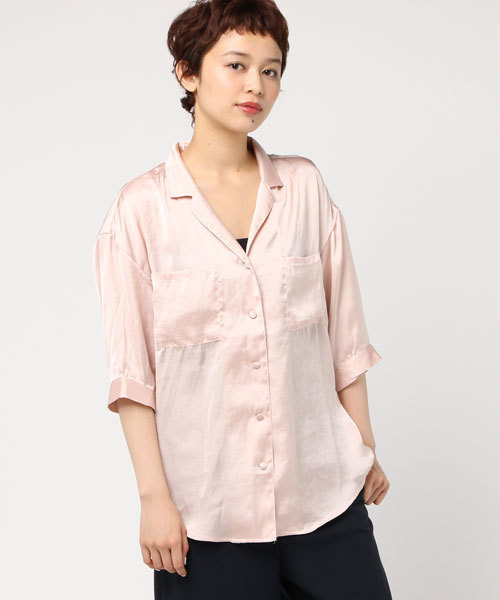 WEGO(ウィゴー)の「WEGO/サテン開襟5分袖シャツ(シャツ/ブラウス・レディース・ホワイト/ライトピンク/レッド系その他4・MEDIUM/LARGE)」の20枚目の写真