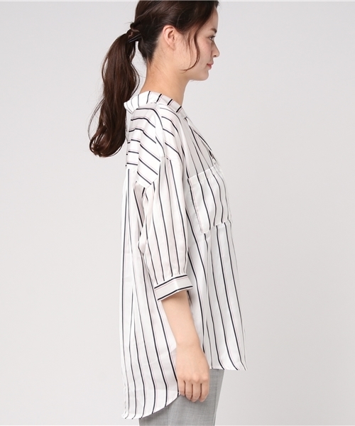 WEGO(ウィゴー)の「WEGO/サテン開襟5分袖シャツ(シャツ/ブラウス・レディース・ホワイト/ライトピンク/レッド系その他4・MEDIUM/LARGE)」の7枚目の写真