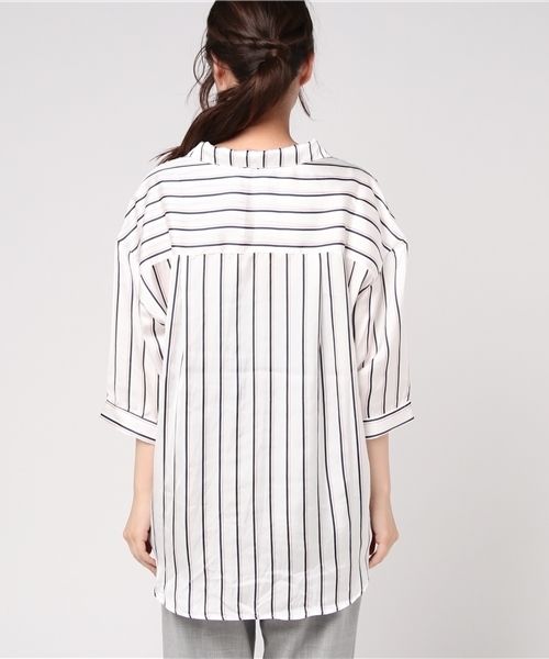 WEGO(ウィゴー)の「WEGO/サテン開襟5分袖シャツ(シャツ/ブラウス・レディース・ホワイト/ライトピンク/レッド系その他4・MEDIUM/LARGE)」の8枚目の写真