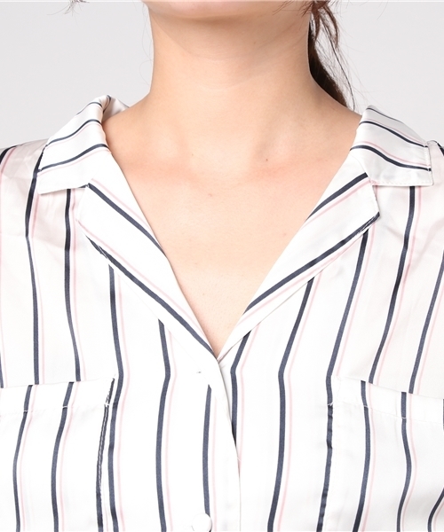 WEGO(ウィゴー)の「WEGO/サテン開襟5分袖シャツ(シャツ/ブラウス・レディース・ホワイト/ライトピンク/レッド系その他4・MEDIUM/LARGE)」の9枚目の写真