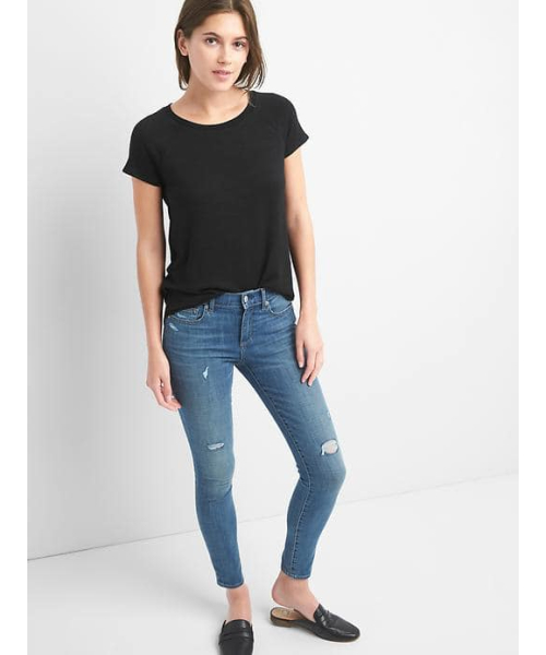 GAP（ギャップ）の「Gap ソフトスパン キャップスリーブTシャツ（Tシャツ/カットソー・レディース・ピンク/ブラック/ホワイト・S/XXS/XS/M/L）」の5枚目の写真