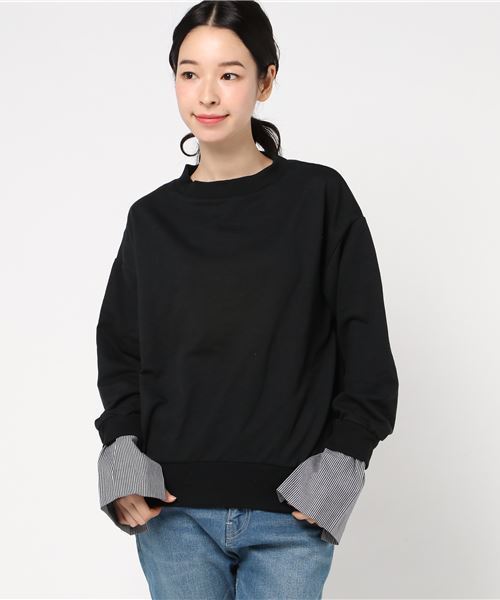 GeeRA(ジーラ)の「カフス付裏毛プルオーバー(Tシャツ/カットソー・レディース・チャコール/杢グレー/ブラック・SMALL/MEDIUM/LARGE/X-LARGE)」の2枚目の写真