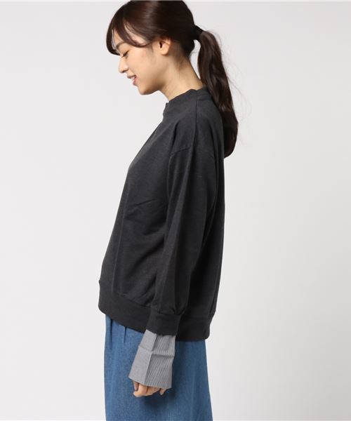 GeeRA(ジーラ)の「カフス付裏毛プルオーバー(Tシャツ/カットソー・レディース・チャコール/杢グレー/ブラック・SMALL/MEDIUM/LARGE/X-LARGE)」の4枚目の写真