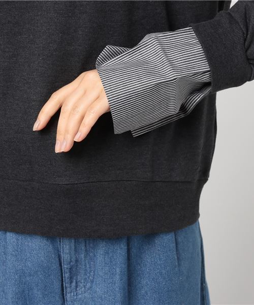 GeeRA(ジーラ)の「カフス付裏毛プルオーバー(Tシャツ/カットソー・レディース・チャコール/杢グレー/ブラック・SMALL/MEDIUM/LARGE/X-LARGE)」の7枚目の写真
