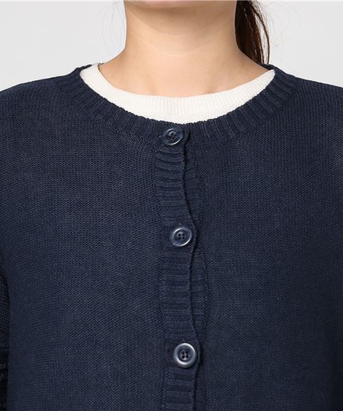 Samansa Mos2(サマンサ モスモス)の「袖ループボーダーニットカーディガン(カーディガン/ボレロ・レディース・ベージュ/ネイビー/グリーン・フリ-)」の5枚目の写真