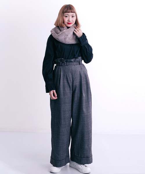 MERLOT（メルロー）の「グレンチェックパンツ1302（その他パンツ・レディース・ブラウン/ブラック・FREE）」の4枚目の写真